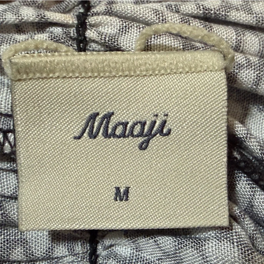 Maaji Boho Printed Sleeveless Mini Dress Size M Elastic Empire Waist Tassel Tie